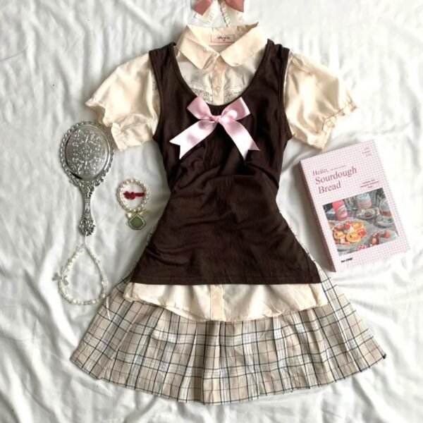 teddy blouse and skirt set