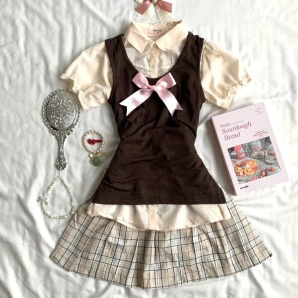 teddy blouse and skirt set