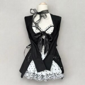polka dot gothic dress set