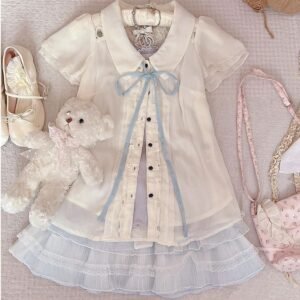 blue shoujo blouse and skirt set