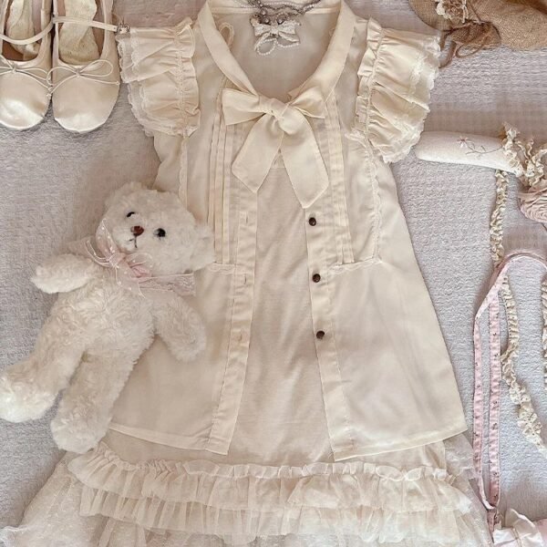 6262587528100040518 cream blouse and skirt set