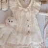 6262587528100040521 cream blouse and skirt set