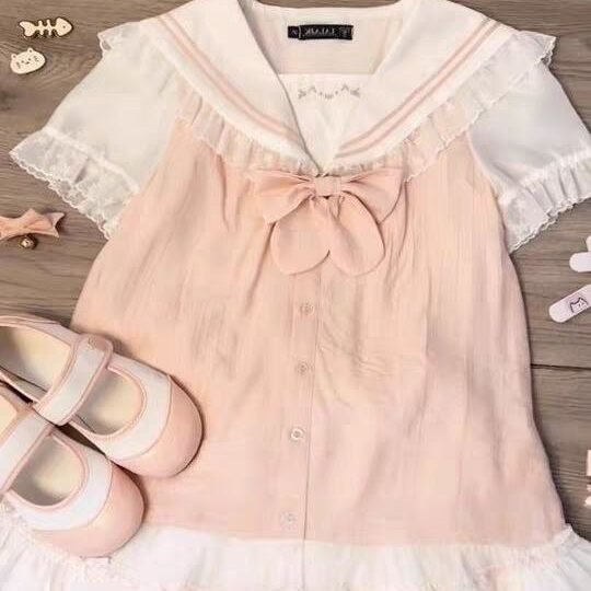 peach peach sailor ribbon set