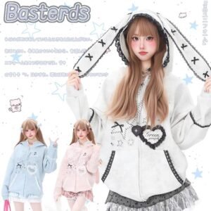 ribbon lace bunny hoodie