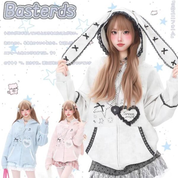 6129720429879429917 ribbon lace bunny hoodie